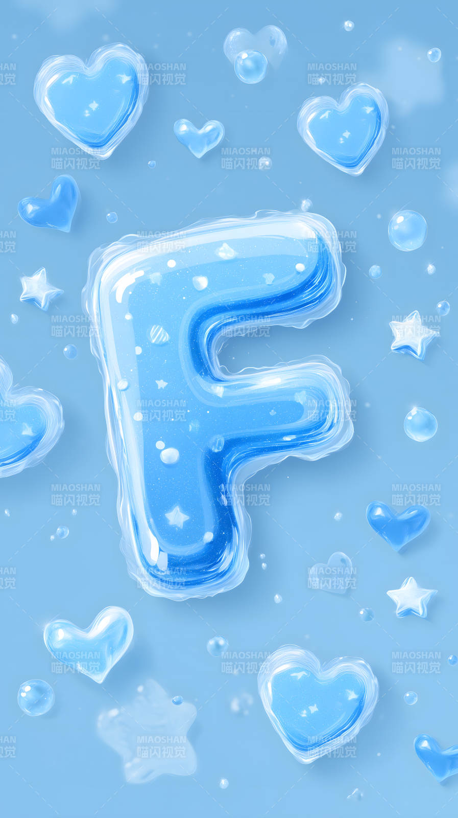 梦幻蓝色水滴字母F图片