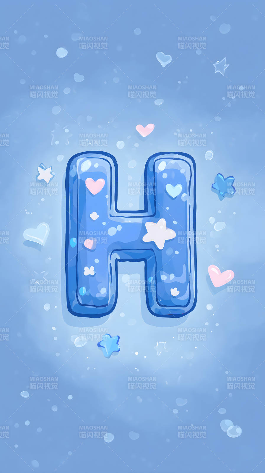 梦幻蓝色的字母H装饰图片