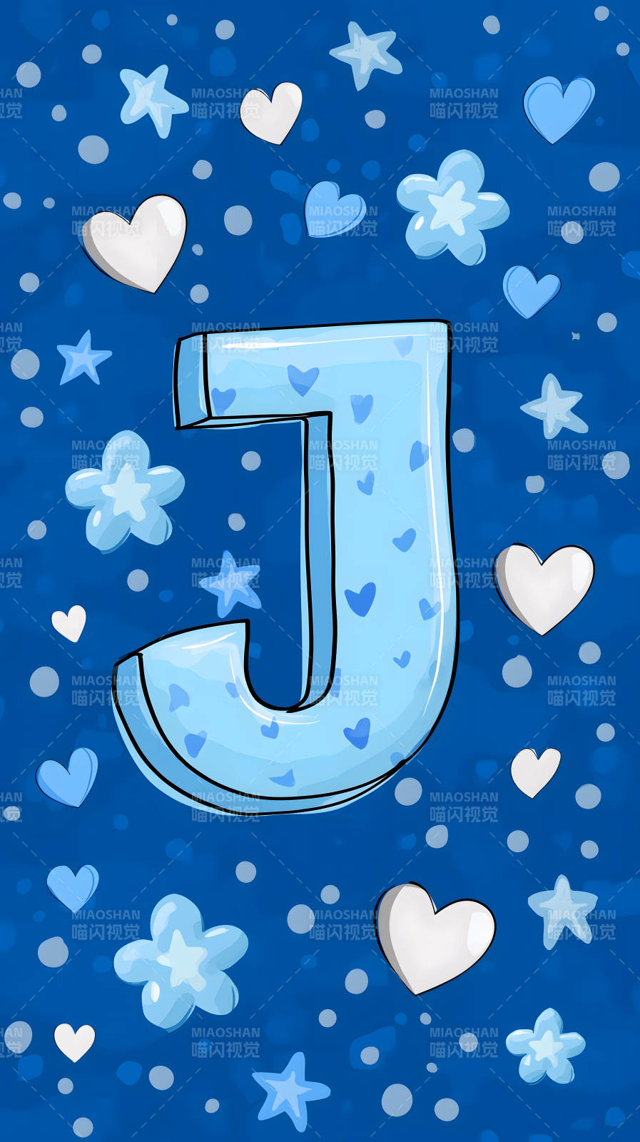 蓝色背景上的字母J装饰图片
