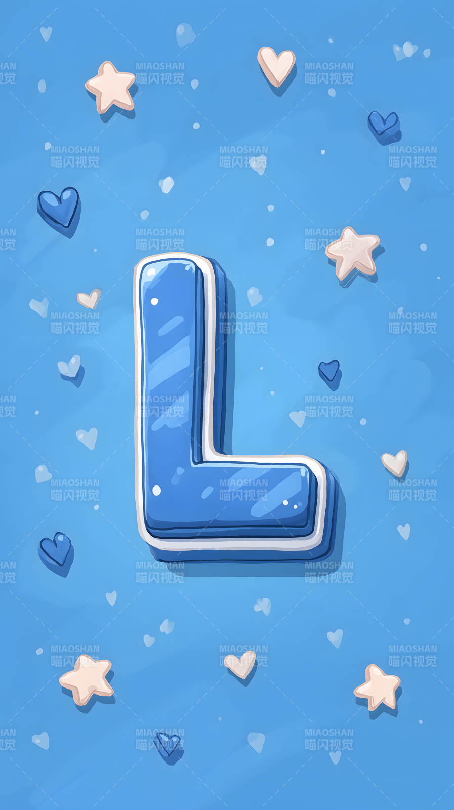 可爱的蓝色字母L图片