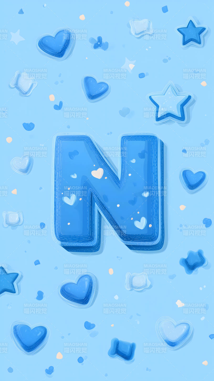 可爱蓝色字母N背景图图片