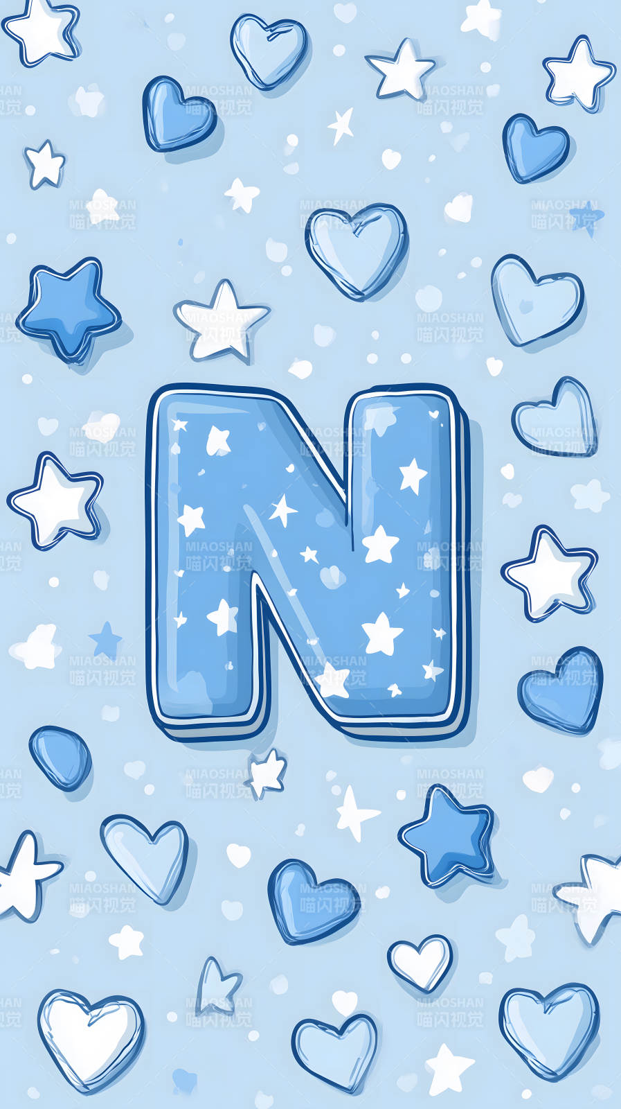 婴儿蓝字母N背景图图片