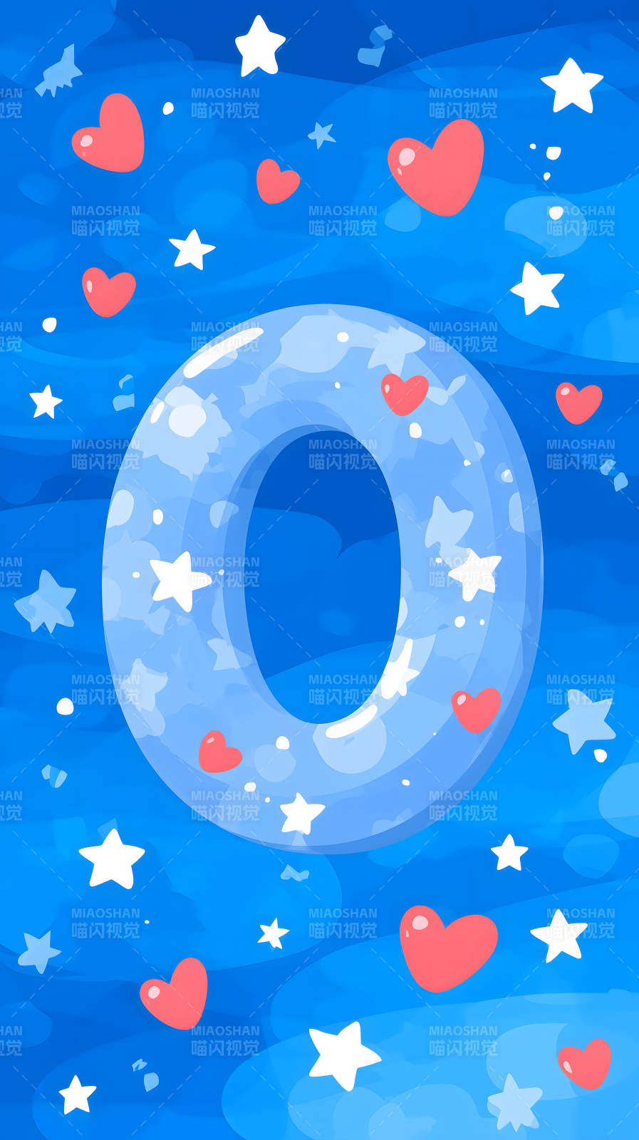 蓝色背景上的爱心和星星图片
