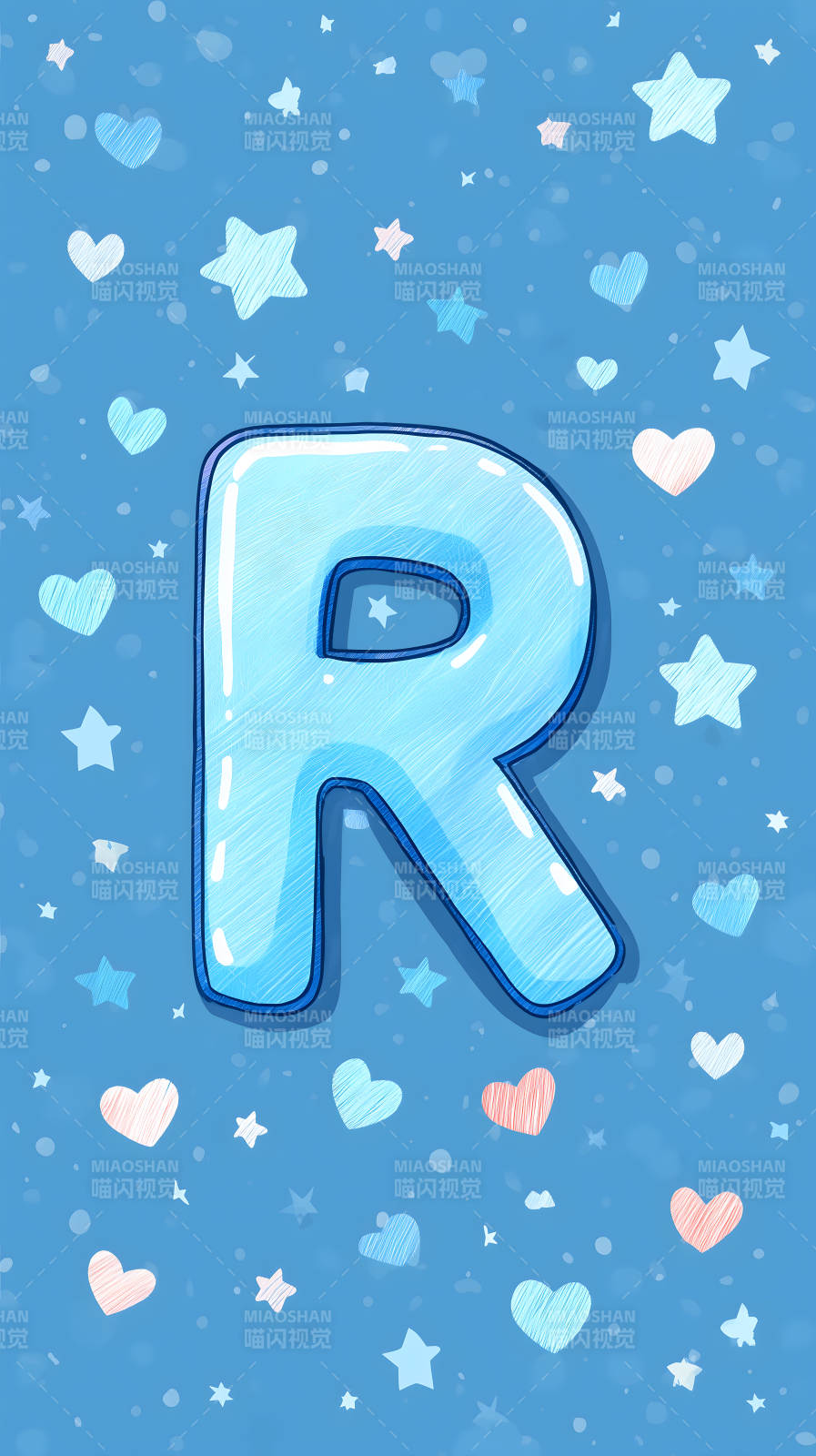 蓝色背景上的字母R图片