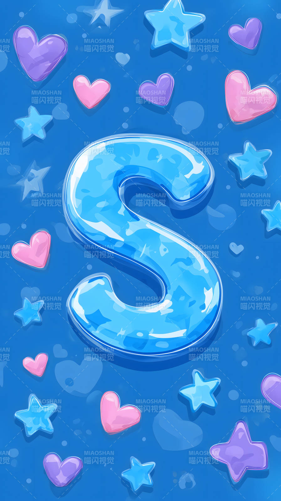 蓝色背景上的字母S图片