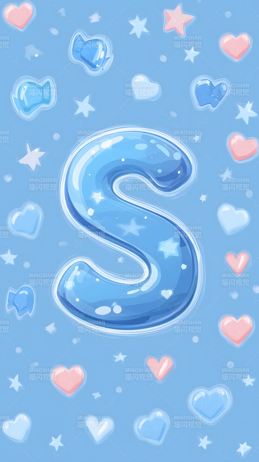 蓝色背景上的糖果字母S图片