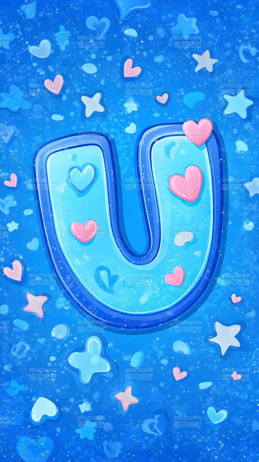 梦幻蓝色字母U装饰图片