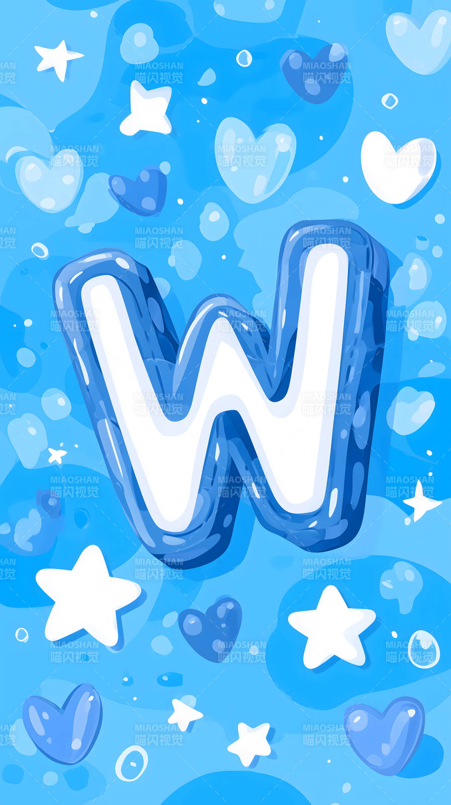 蓝色背景字母W装饰图片