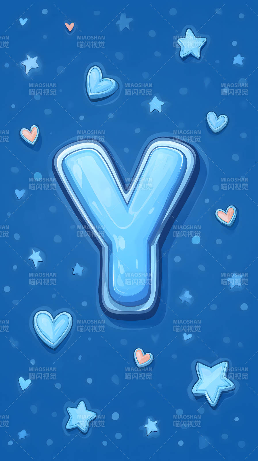 蓝色背景上的字母Y和星星图片