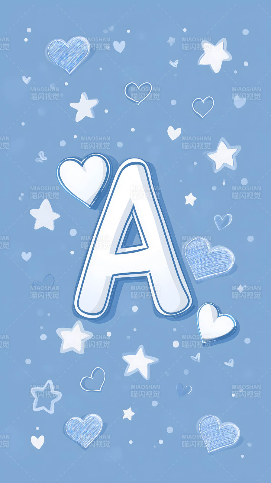 可爱的字母A和星星爱心图片