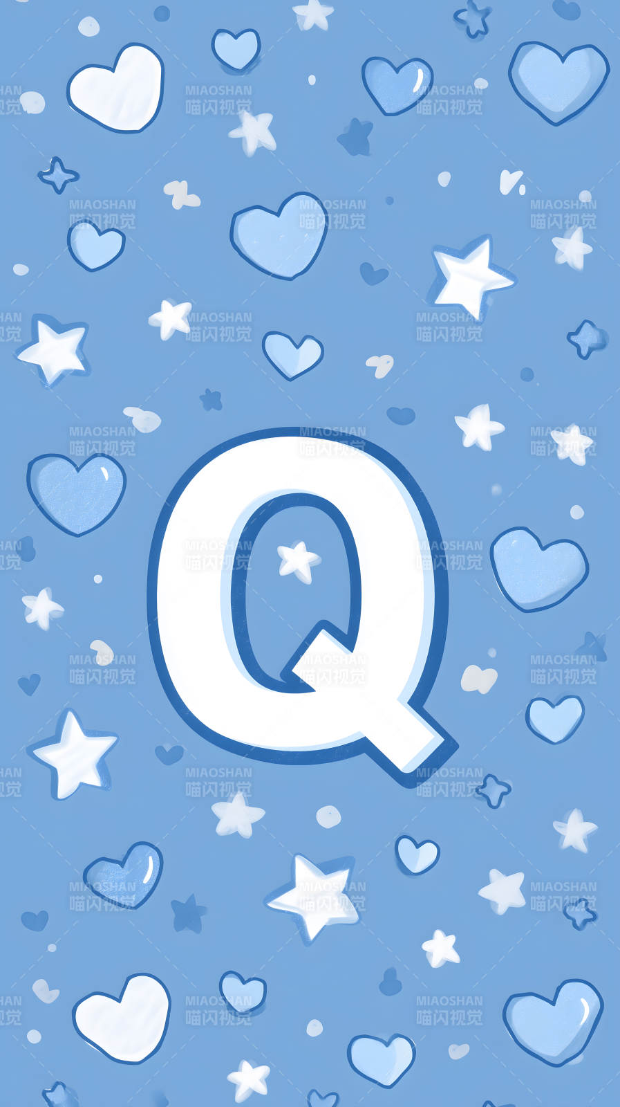 可爱的蓝色字母Q背景图图片