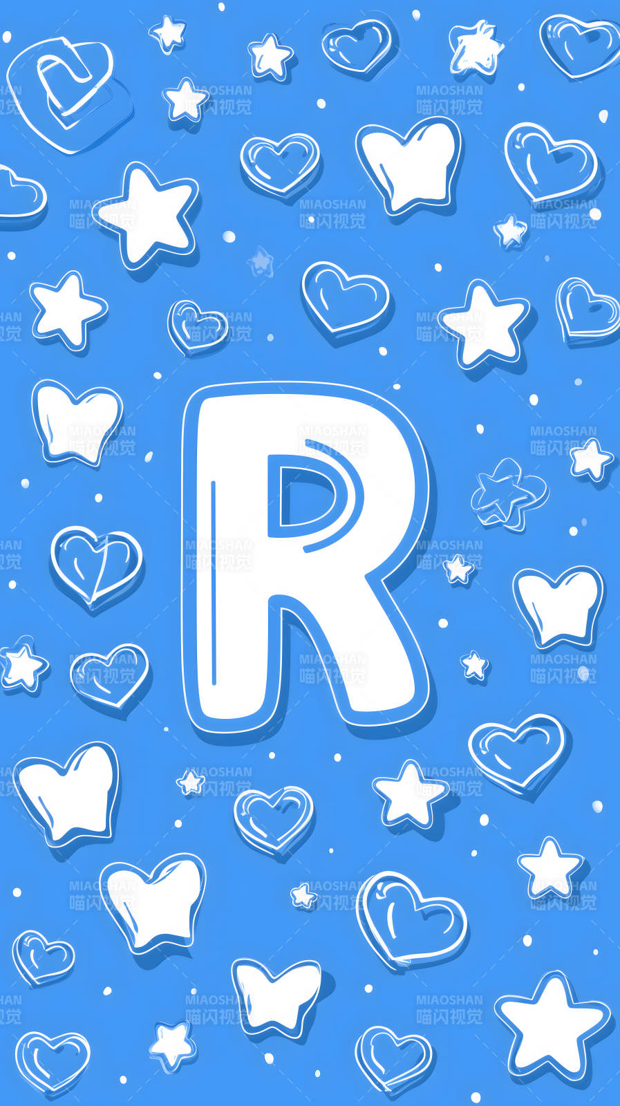 蓝色背景上的字母R和图案图片