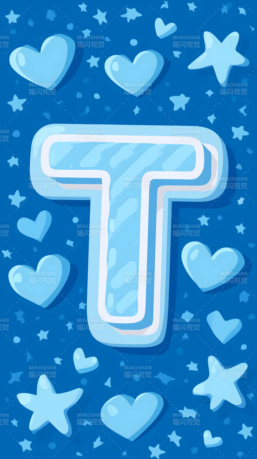 蓝色背景上的字母T图片