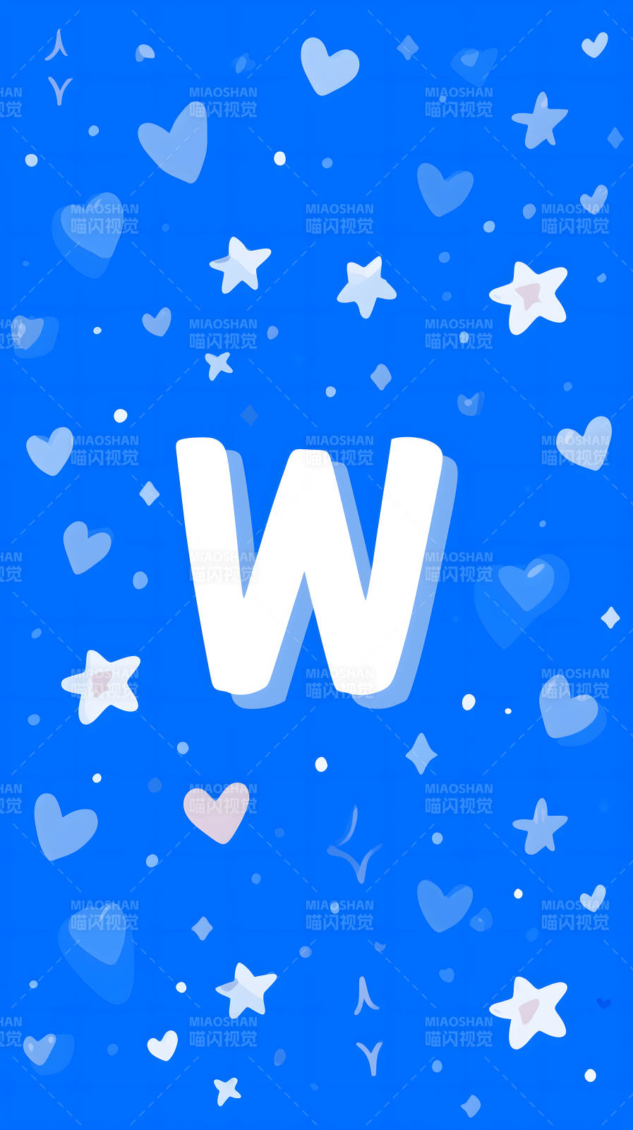 蓝色背景中的字母W图片