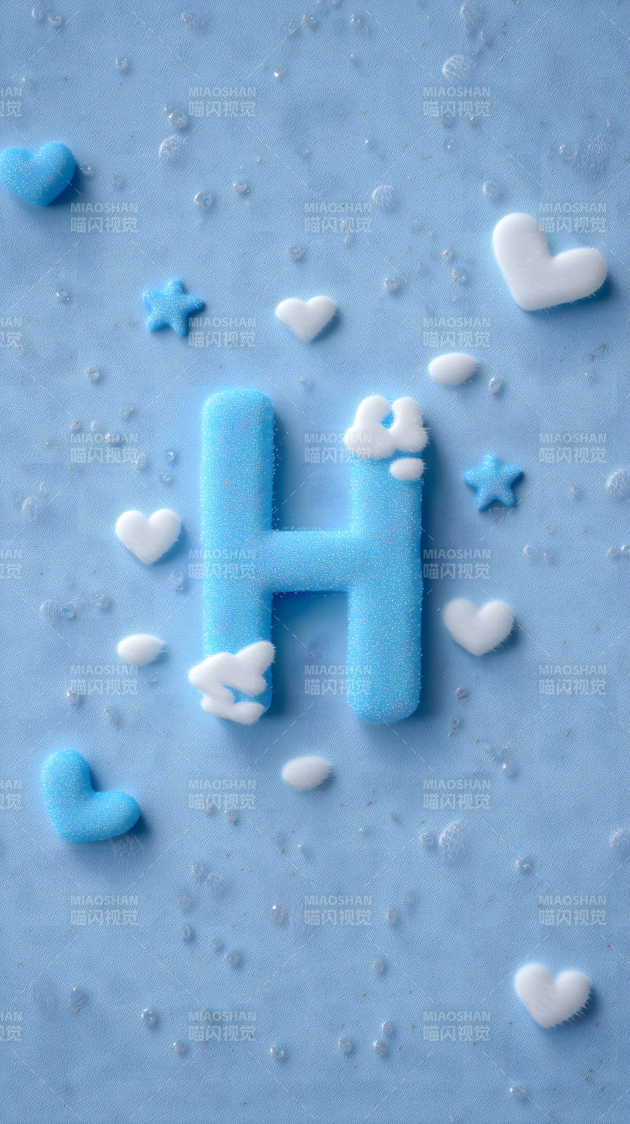 蓝色背景上的字母H和装饰图片