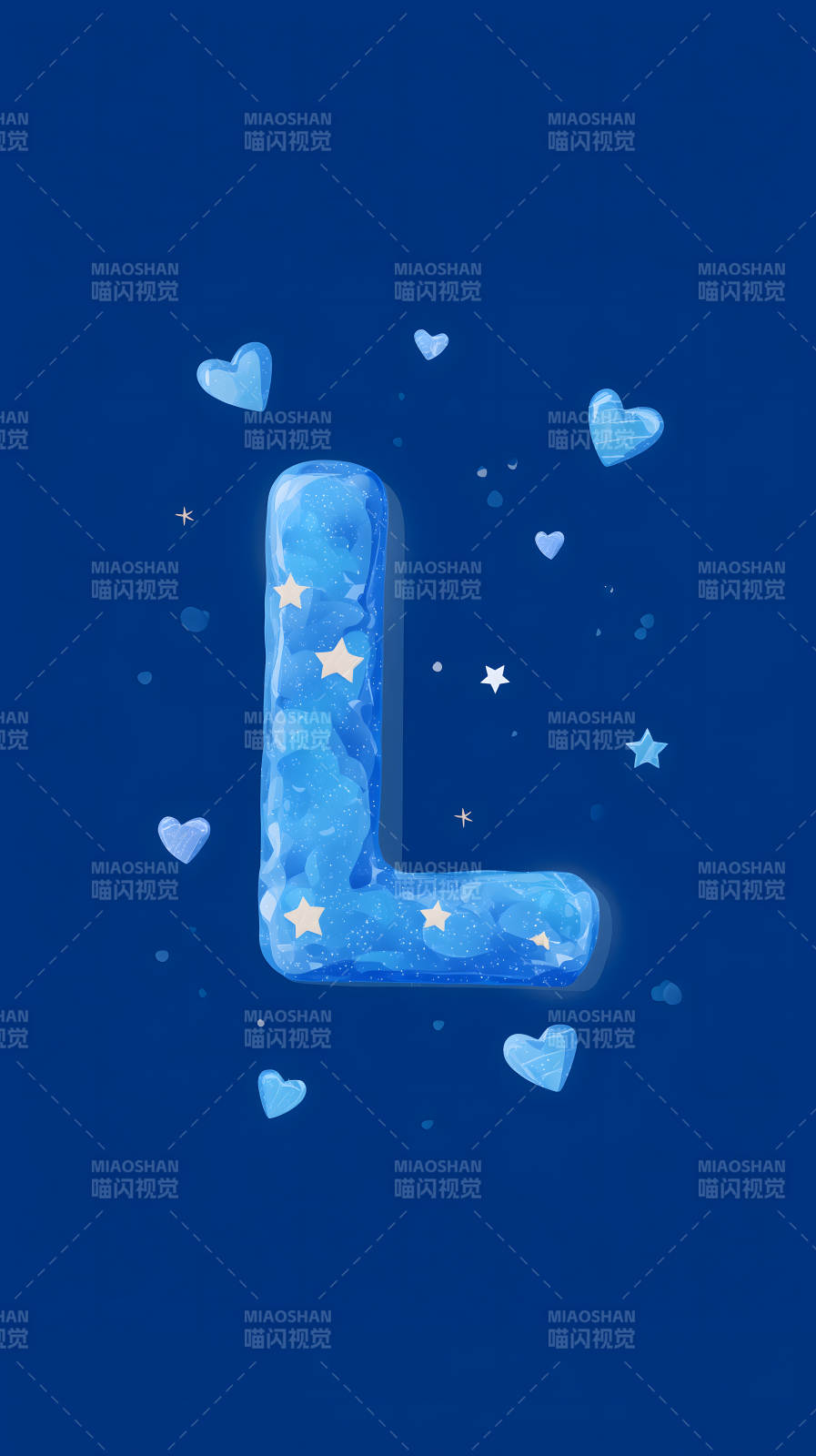 闪耀星空蓝宝石字母L图片