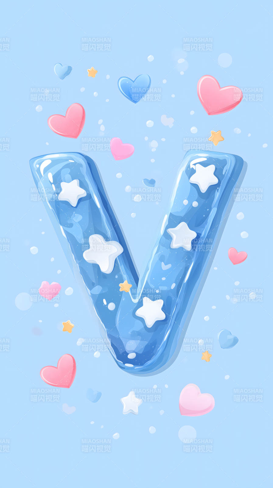 可爱卡通字母V装饰图片