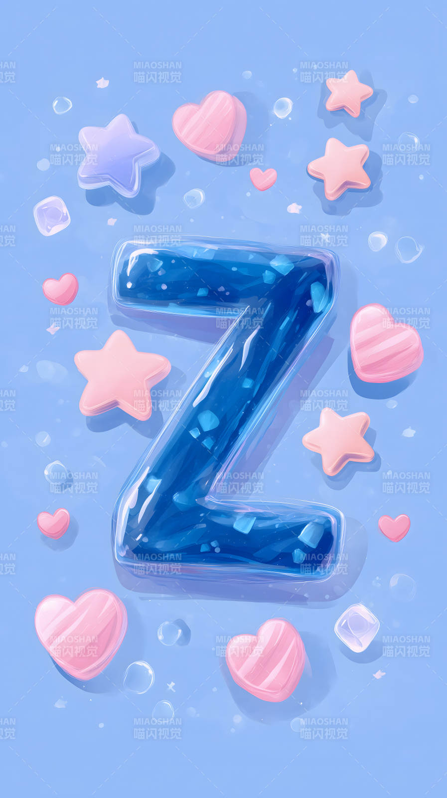 梦幻蓝调字母Z与甜点图片