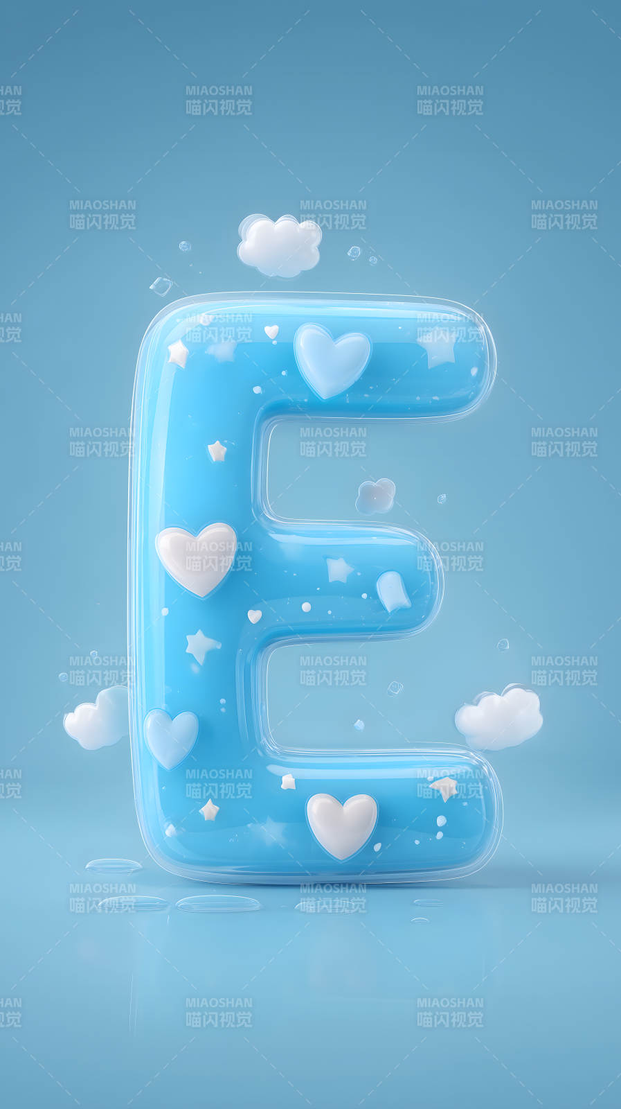 可爱婴儿蓝字母E装饰图片