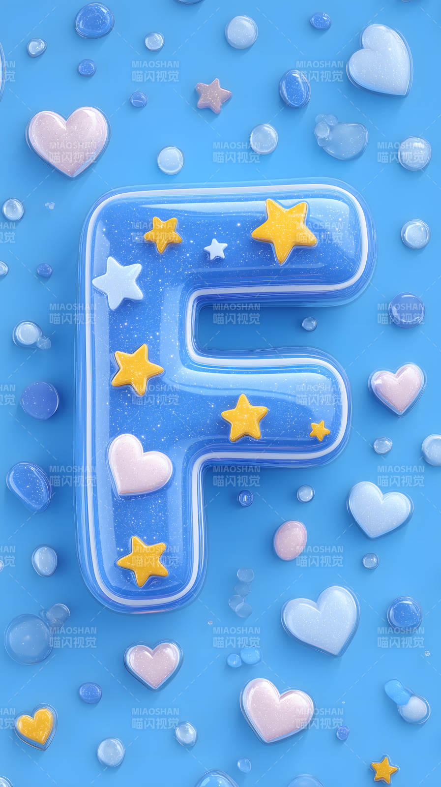 梦幻蓝色背景字母F图片