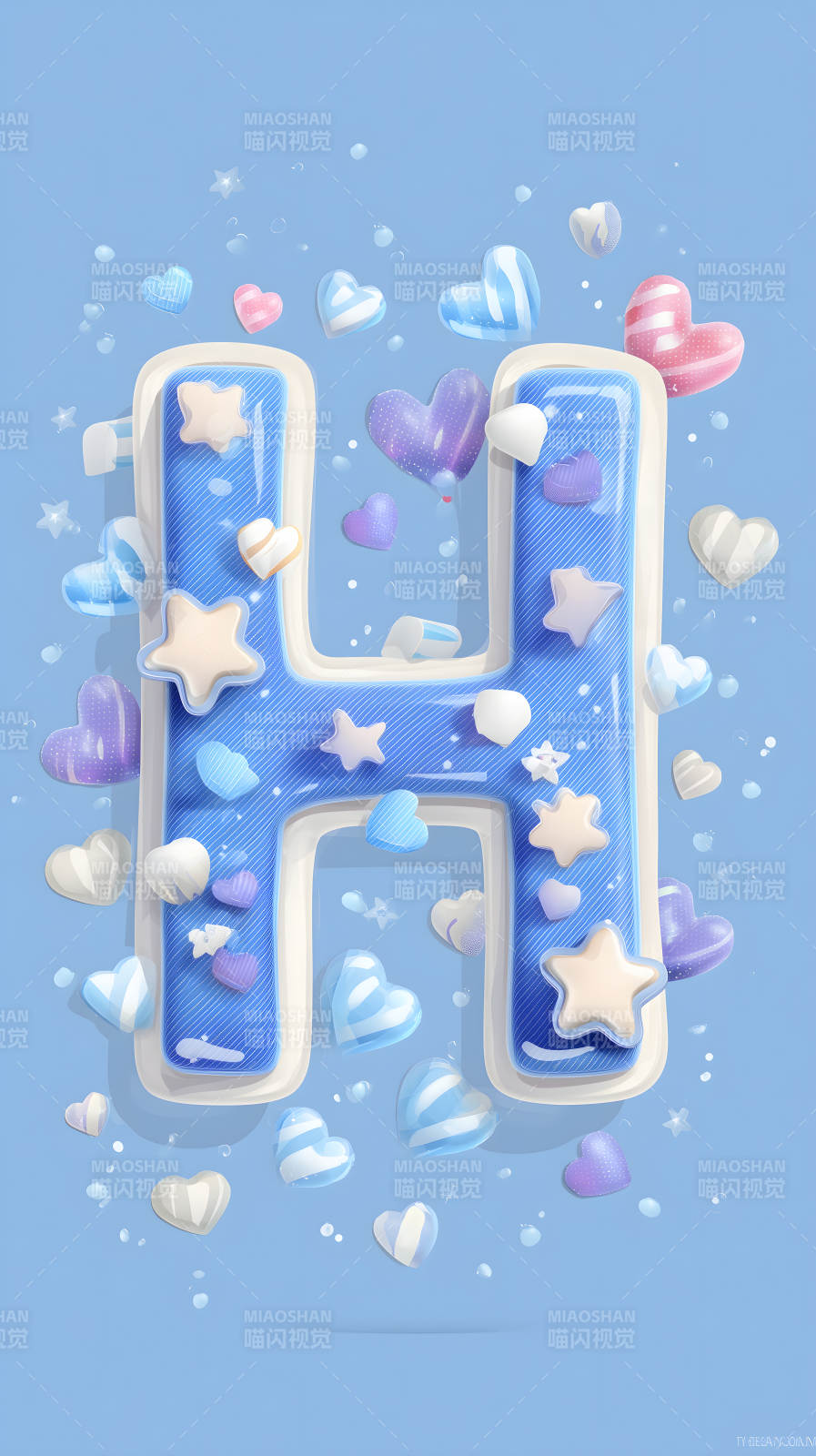 蓝色糖果字母H装饰图片