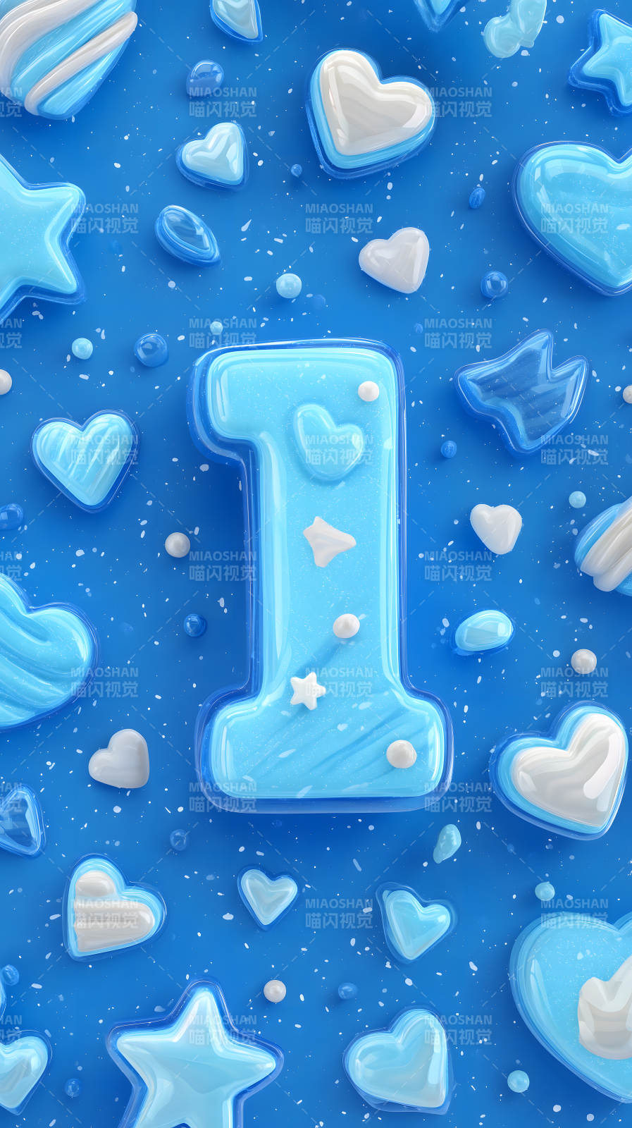 蓝色背景上的数字一图片