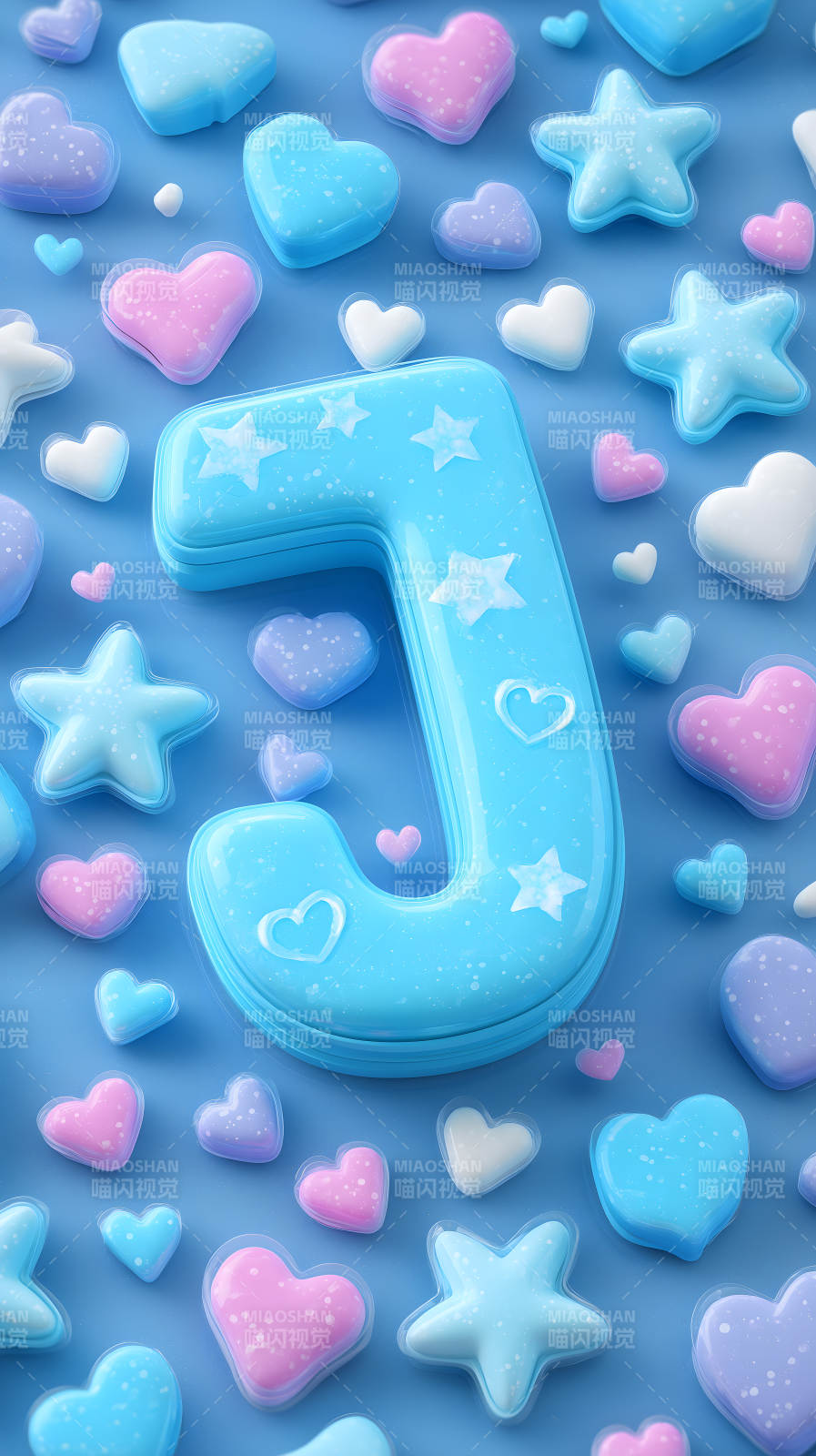 梦幻蓝色背景字母J图片