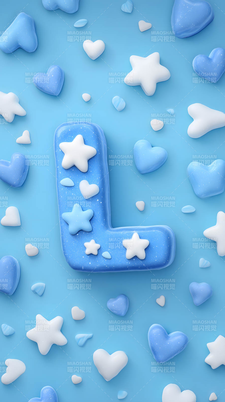 蓝色背景下的字母L装饰图片