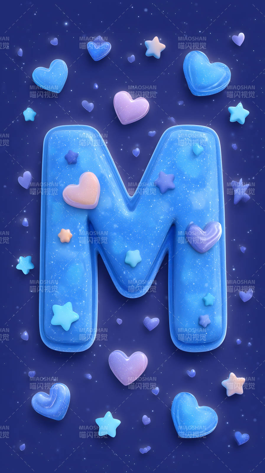 闪耀星空下的梦幻字母M图片