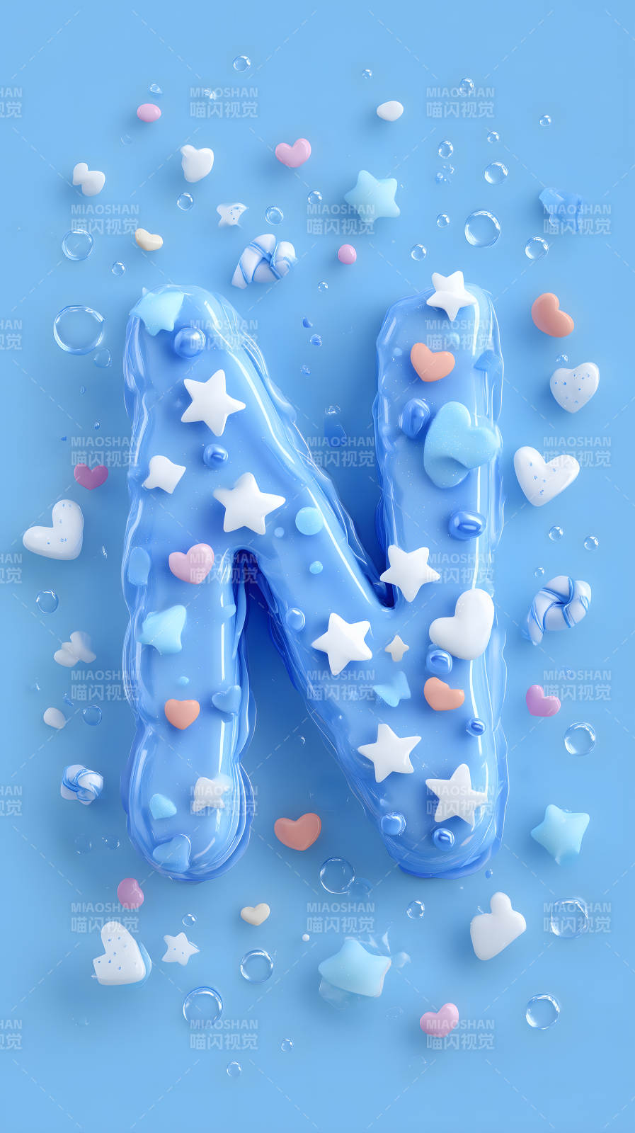 蓝色糖果字母N装饰图片