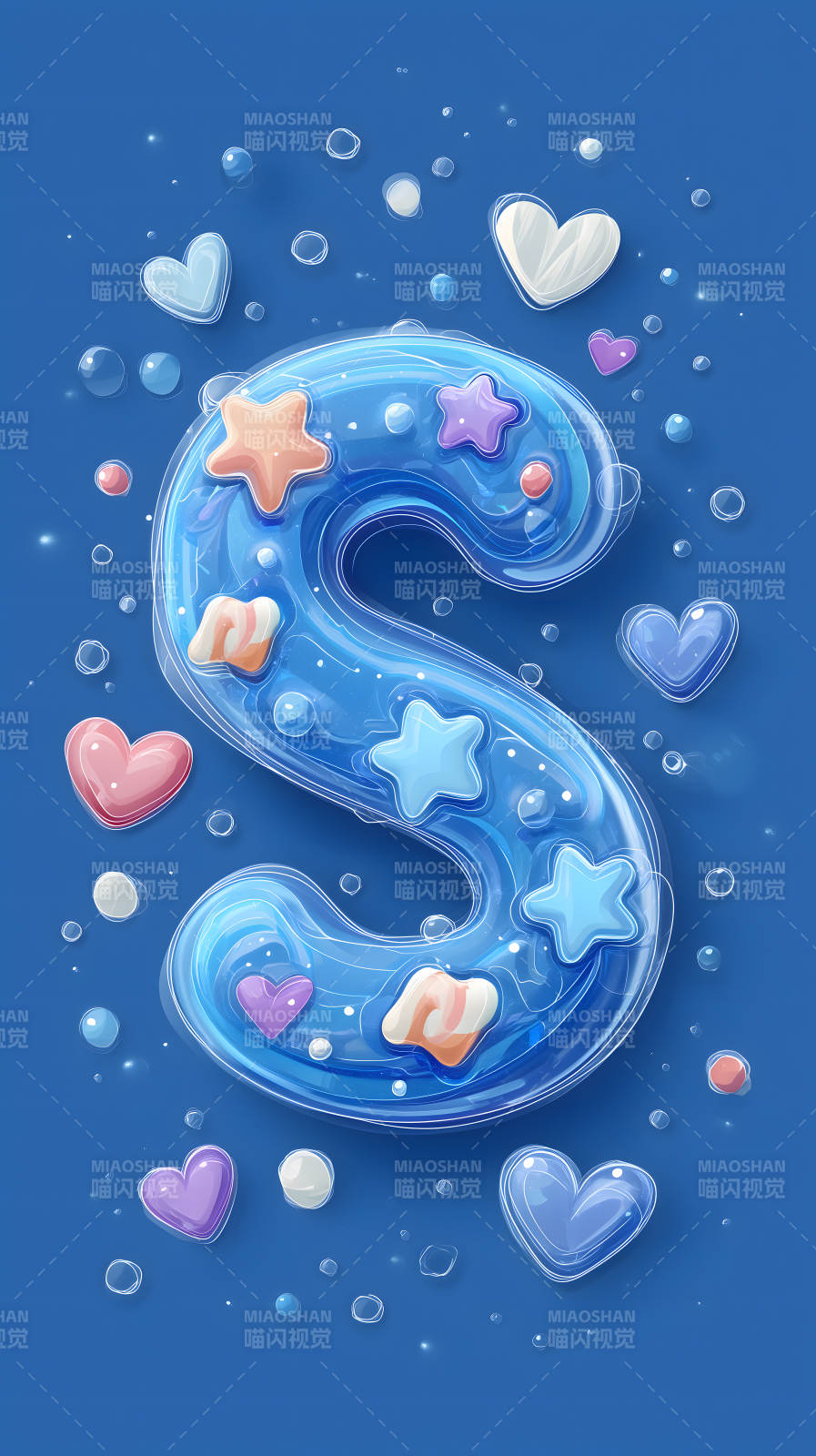 梦幻蓝色字母S装饰图片