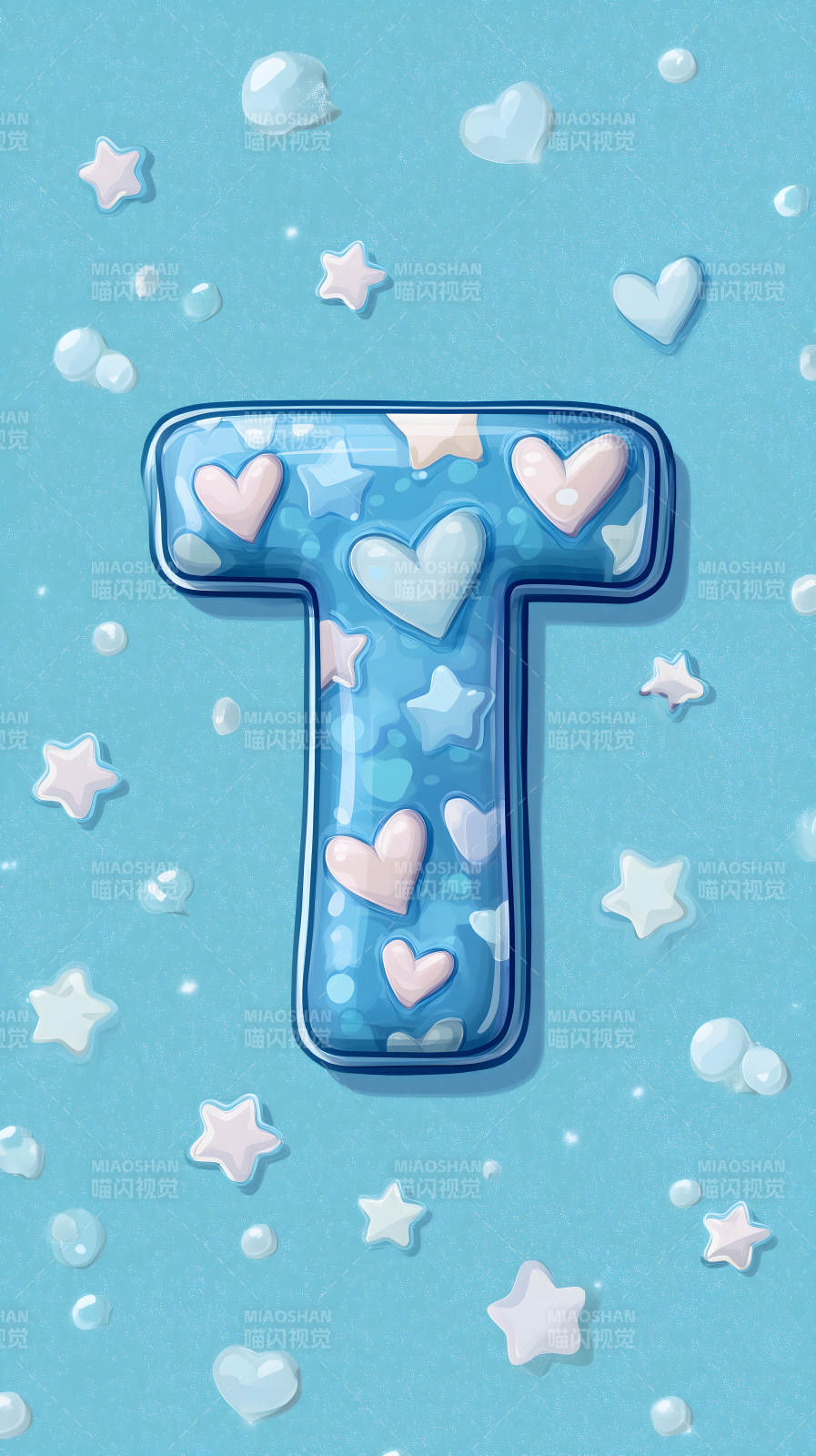 梦幻蓝色字母T装饰图片