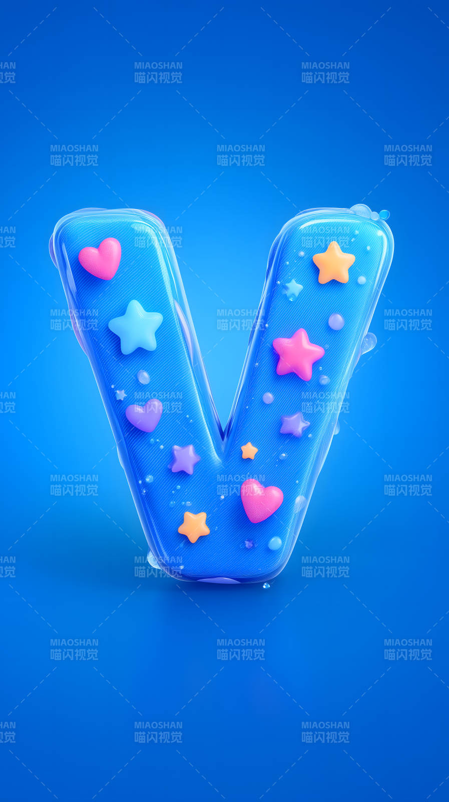 蓝色果冻字母V装饰图片