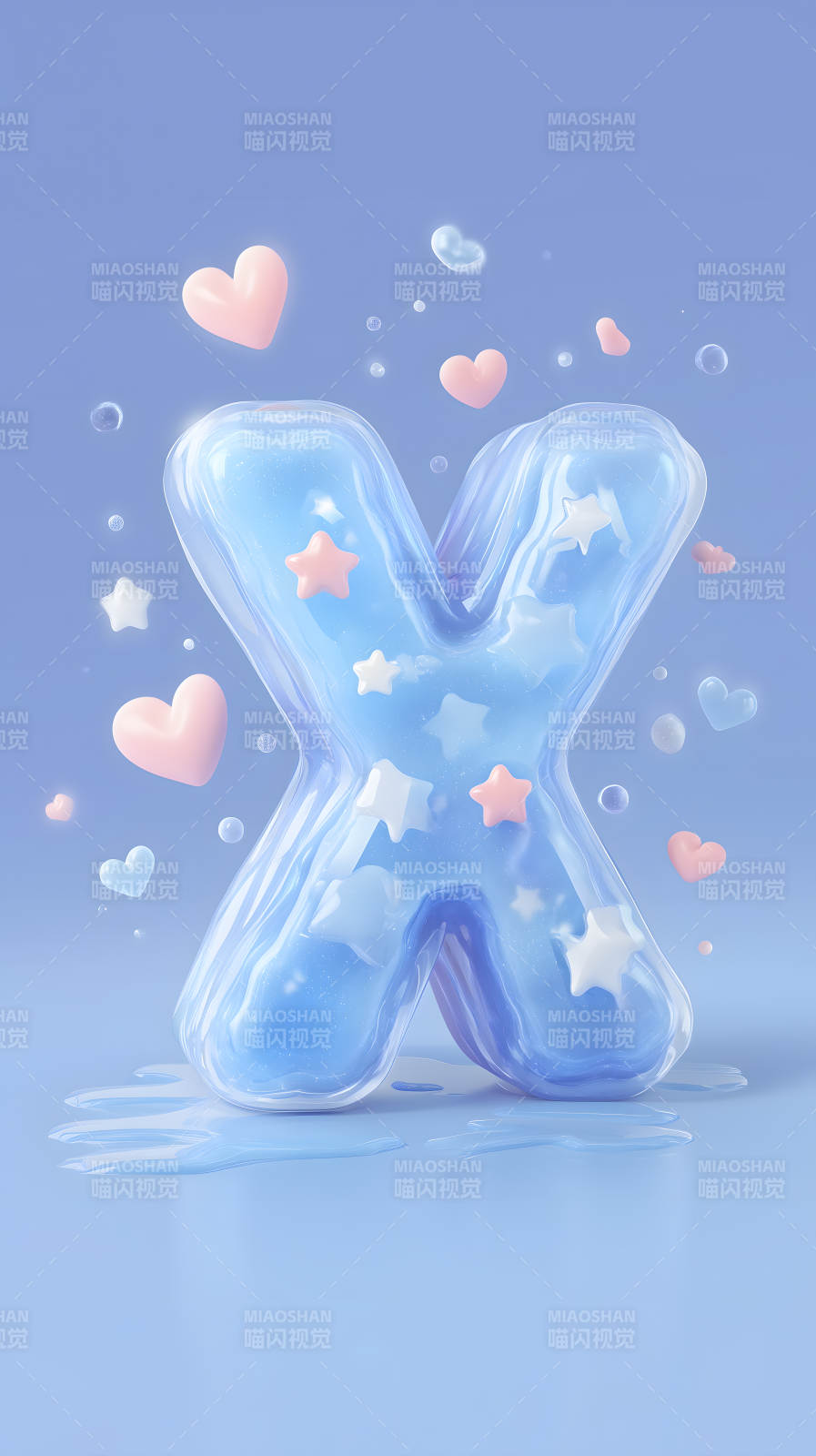 梦幻蓝色字母X装饰图片