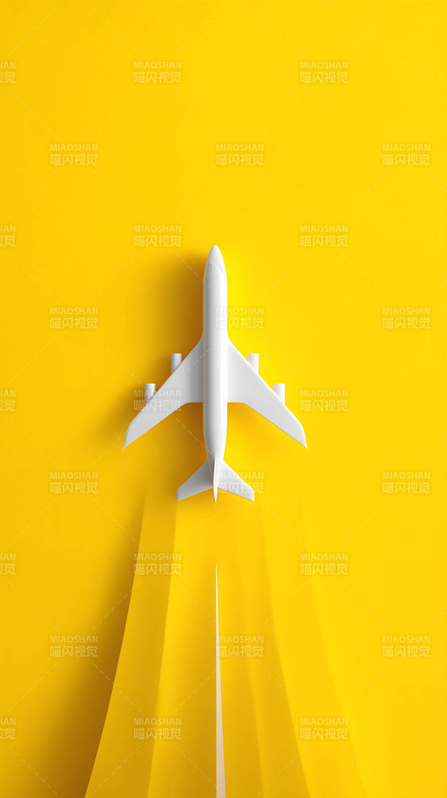 黄色背景下的白色飞机模型图片