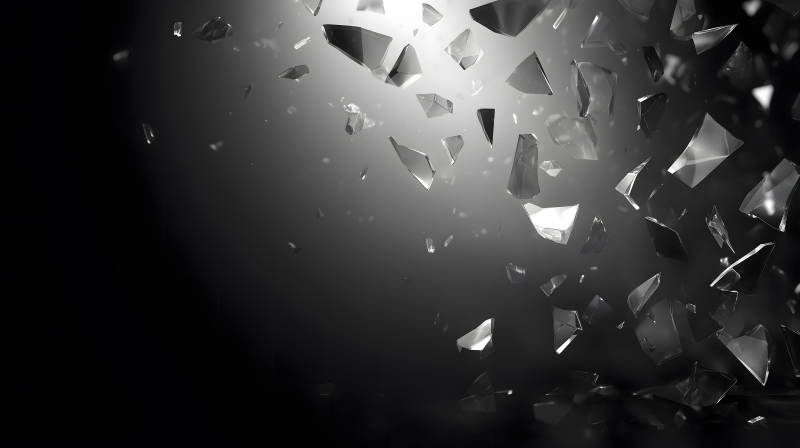 破碎的玻璃碎片飞舞图片