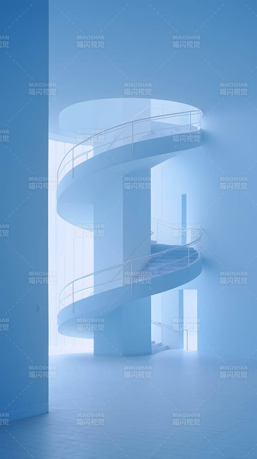 极简主义建筑中的螺旋楼梯图片