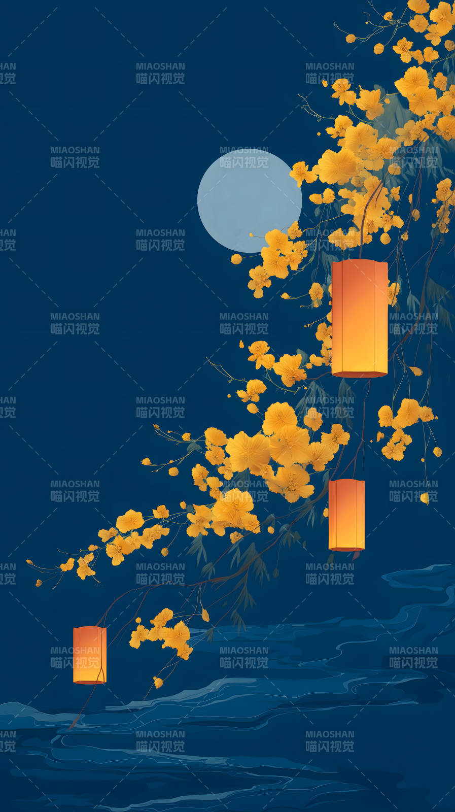 夜色朦胧花灯如梦图片