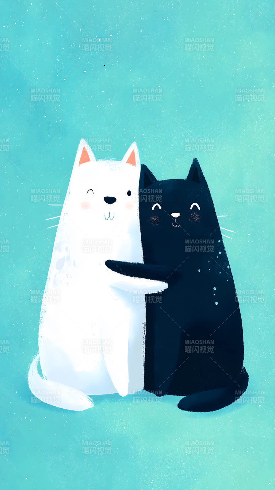 黑白猫咪温暖拥抱图片