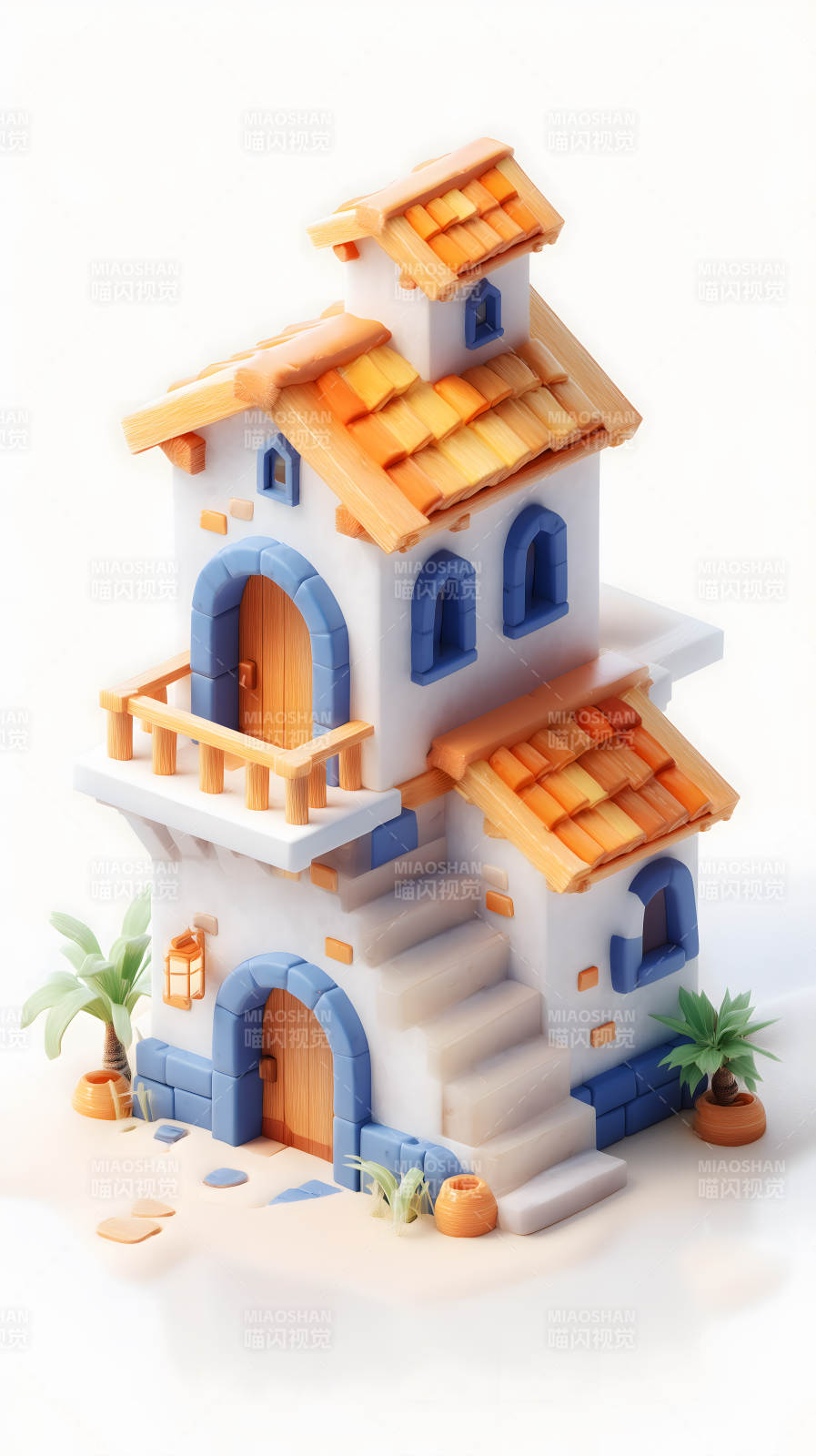 地中海风格的卡通小屋图片