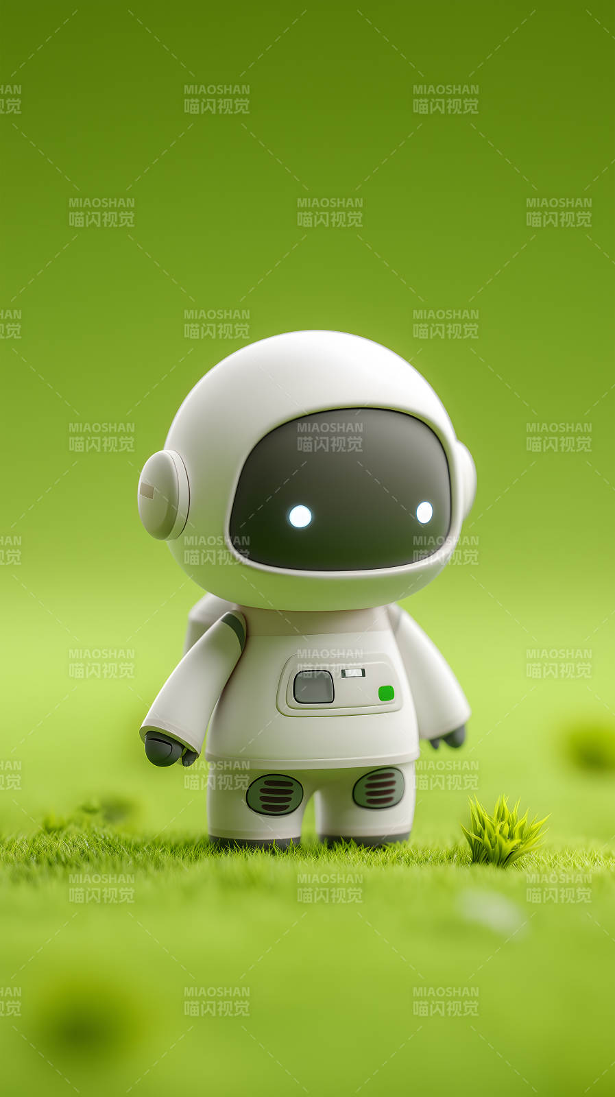 小机器人漫步绿地图片