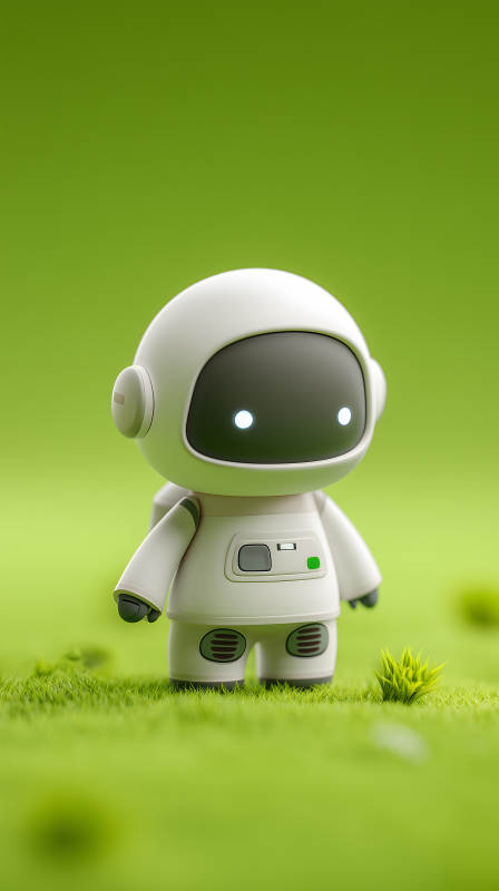 小机器人漫步绿地图片