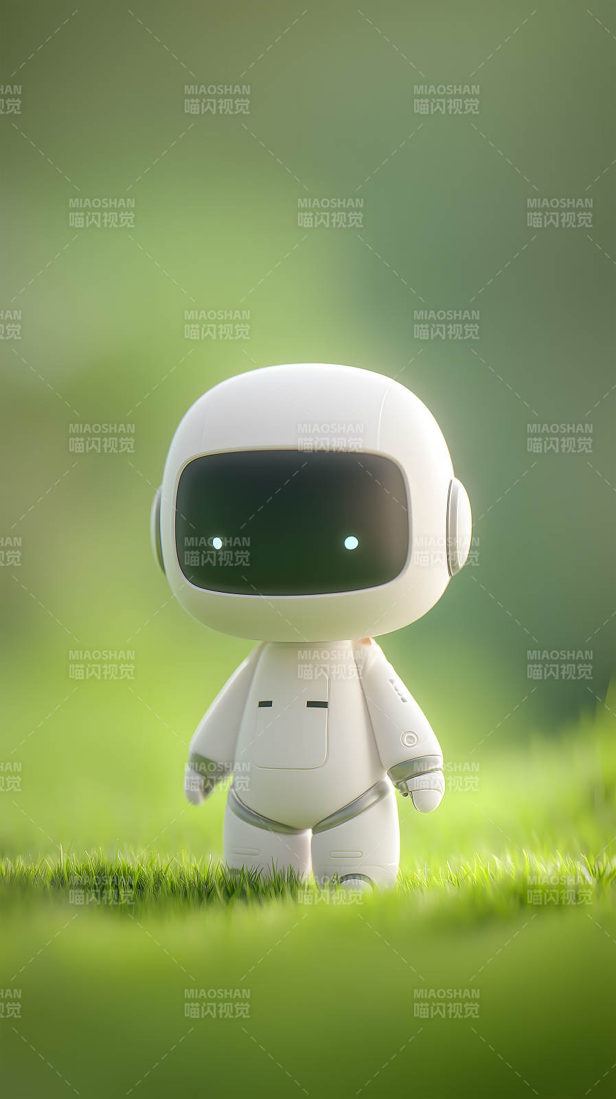 小机器人漫步绿地图片