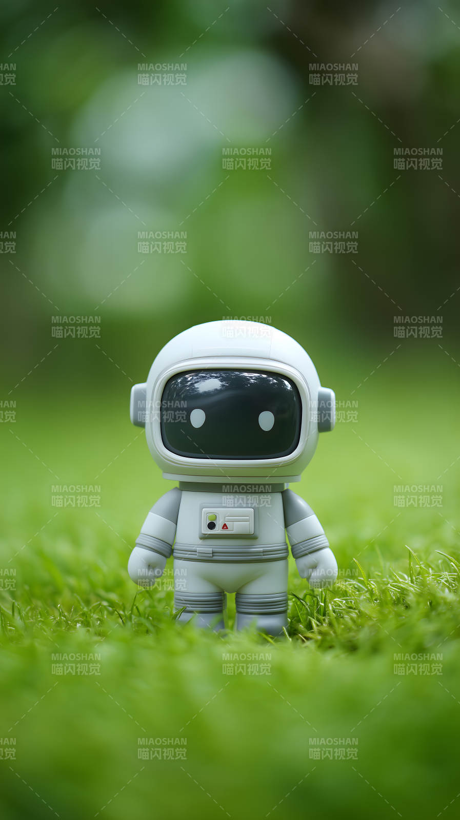 太空人偶在草地上漫步图片