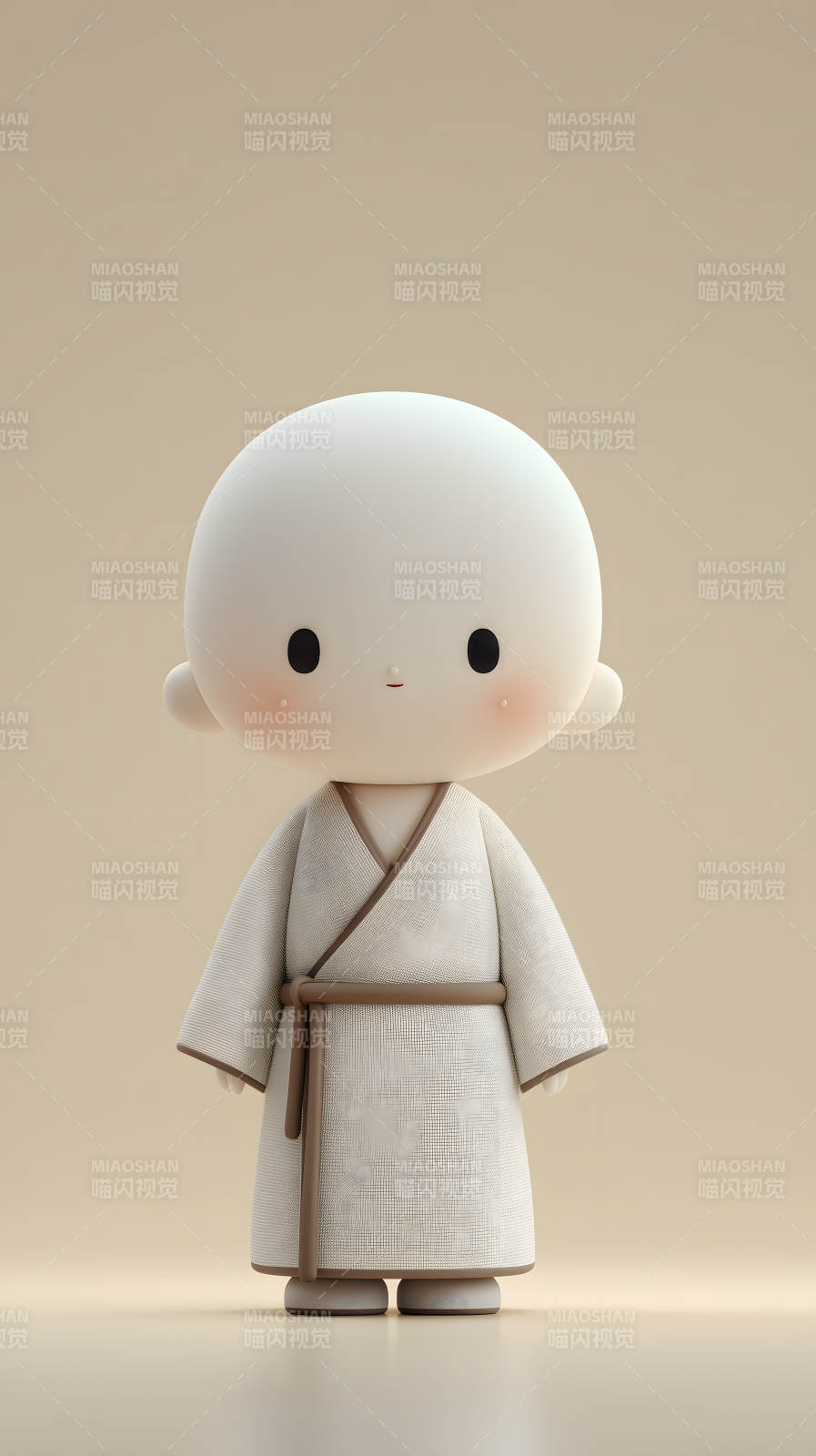 可爱卡通和尚3D渲染图图片