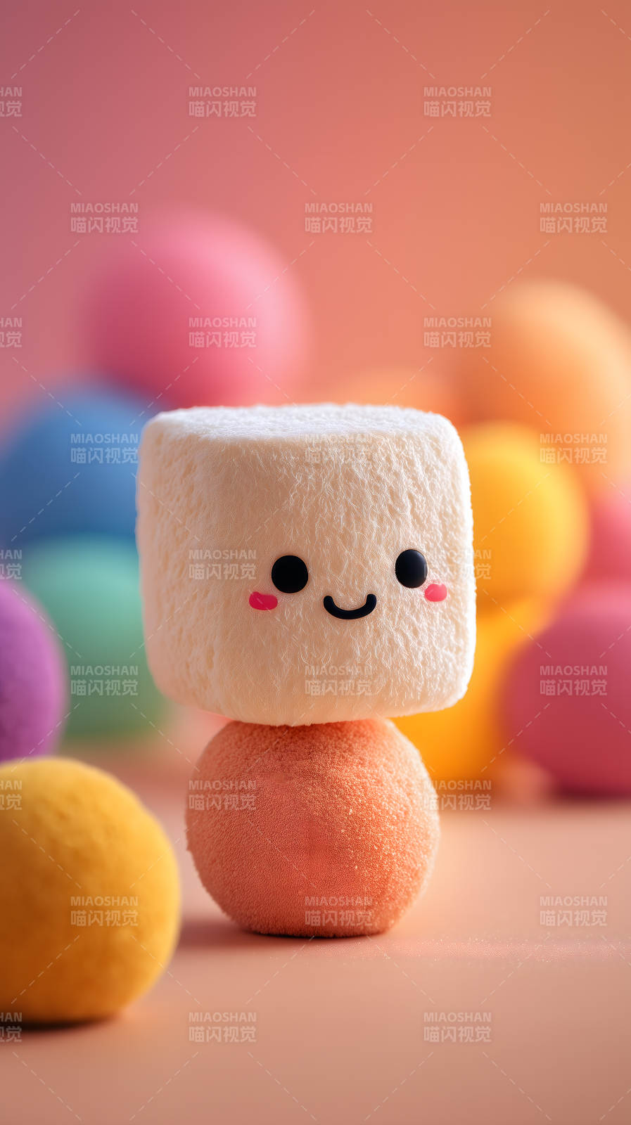 萌系棉花糖与彩色球图片
