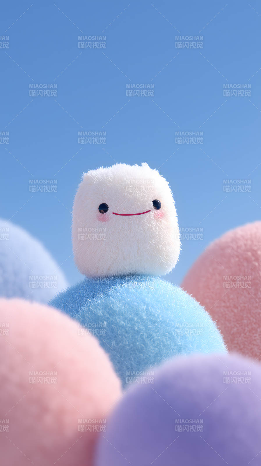 毛茸茸的小可爱在云朵上图片