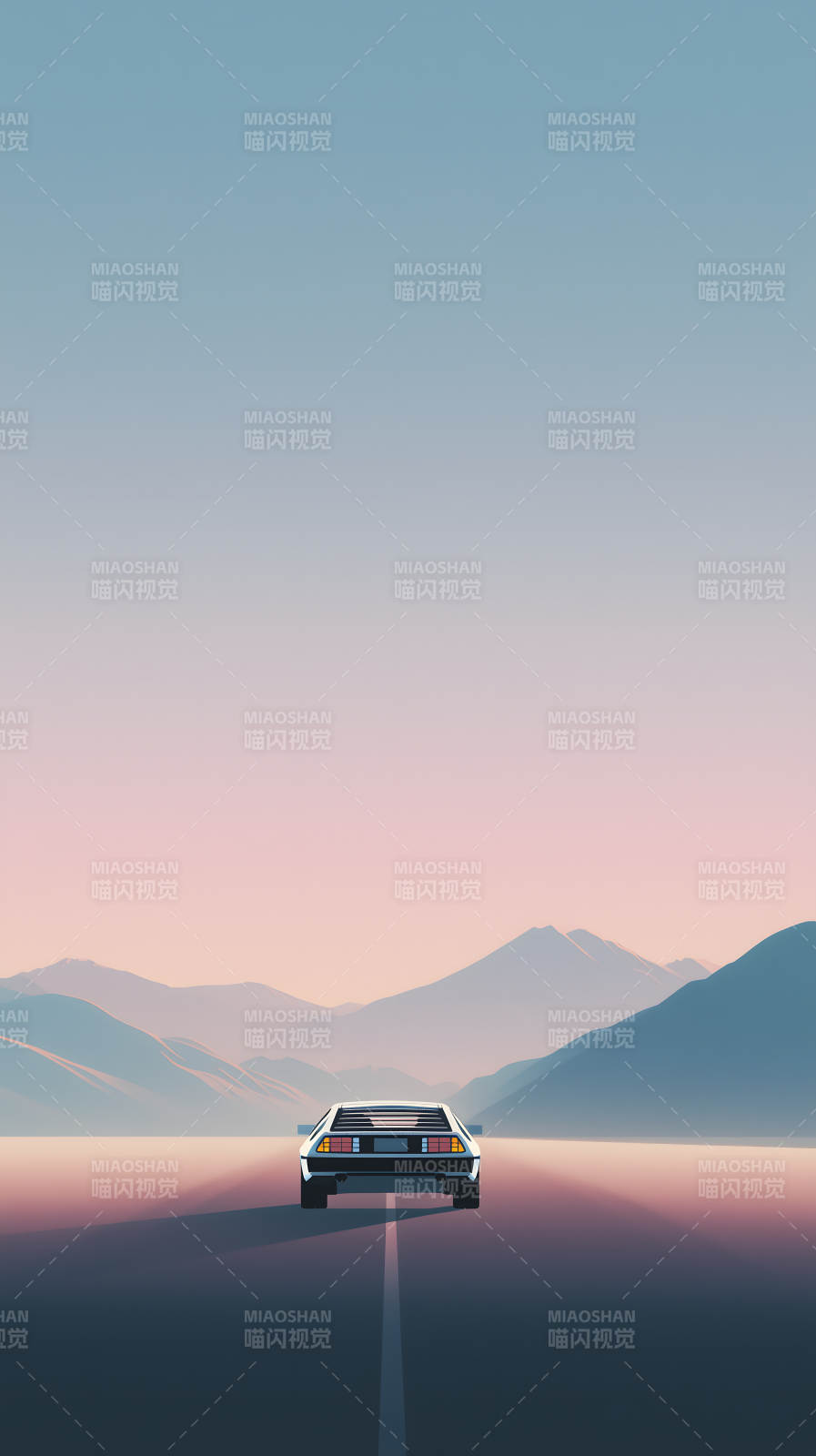 极简主义公路夕阳景色图片