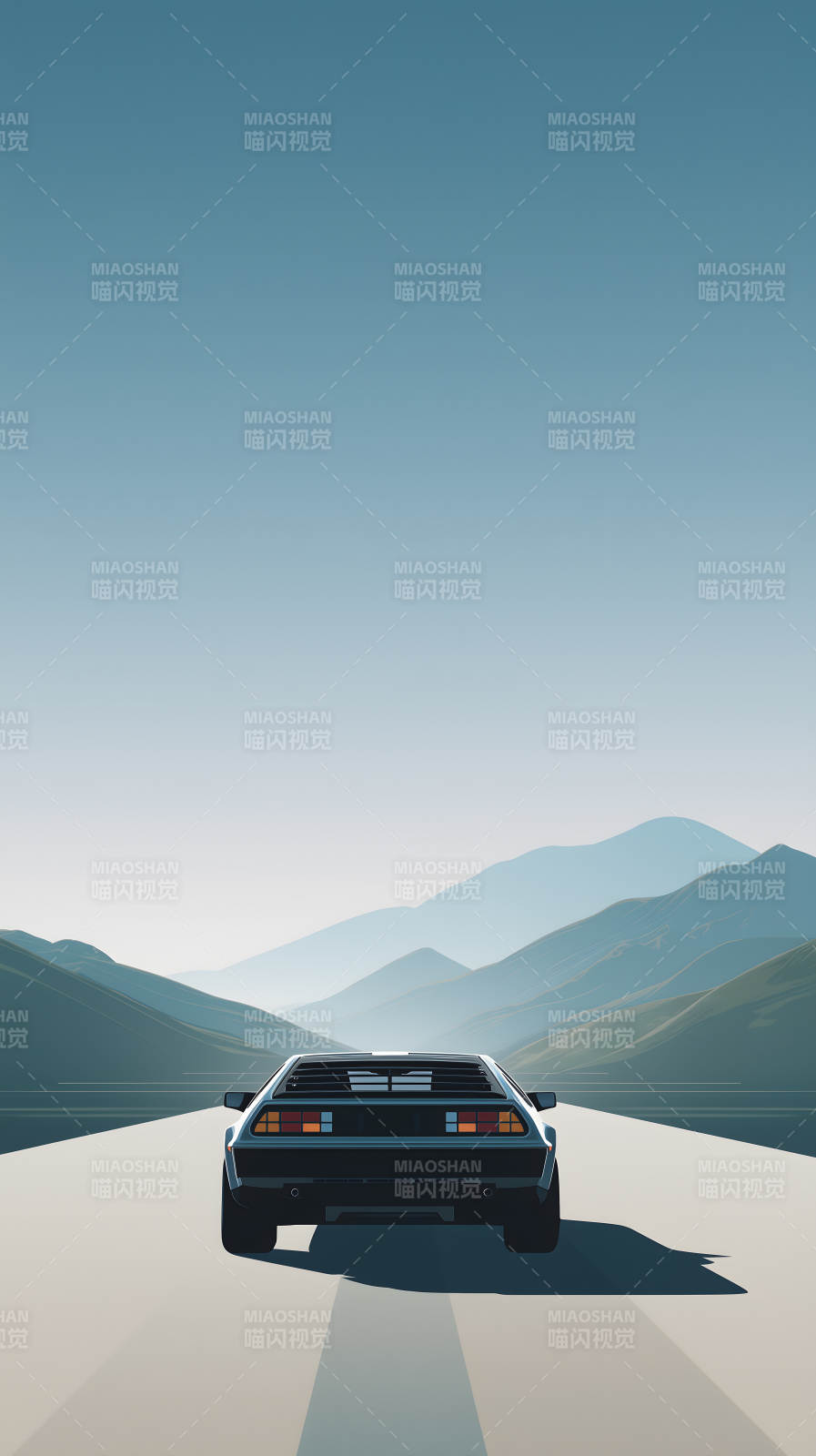 时光机驶向远方山峦图片