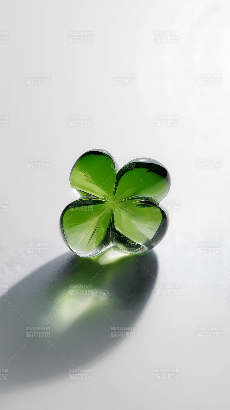 晶莹剔透的四叶幸运草图片